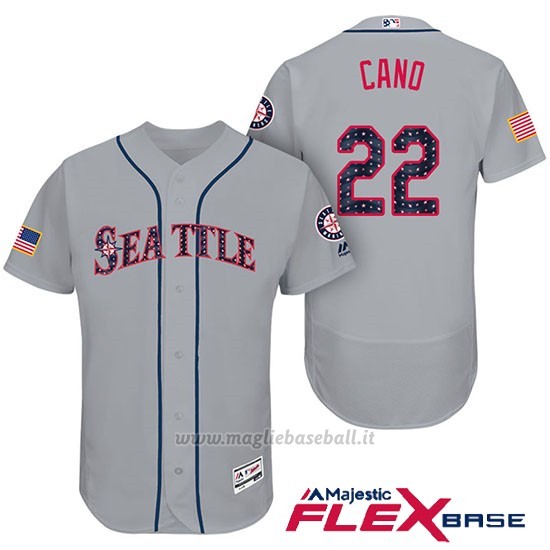 Maglia Baseball Uomo Seattle Mariners 2017 Estrellas y Rayas Robinson Cano Grigio Flex Base